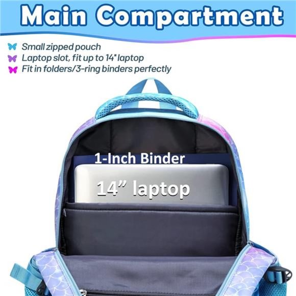 Mermaid Backpack for Girls Elementary School Bags for Kids School Cute Book Bags - Picture 3 of 7